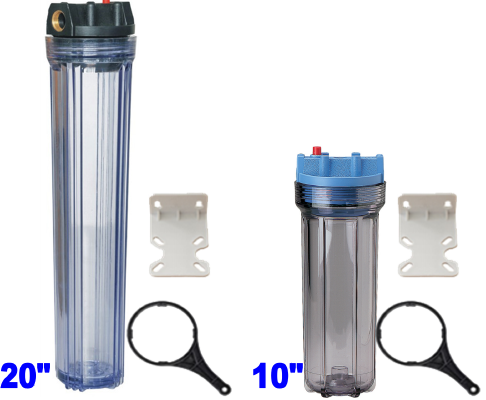 Filtro per acqua a 2 pezzi SLIM CLEAR 2P contenitore trasparente - completo  di staffa e chiave ADDOLCITORI PER ACQUA DEPURATORI ACCESSORI FILTRI